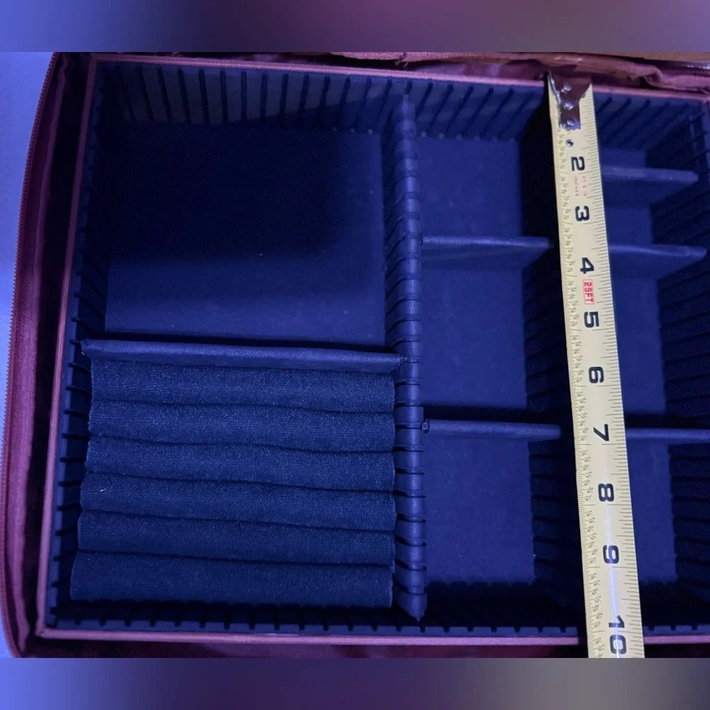 Joy Mangano 2 Stackable Jewelry Organizers in Brown Expandable Zip Around Case. - Picture 7 of 13